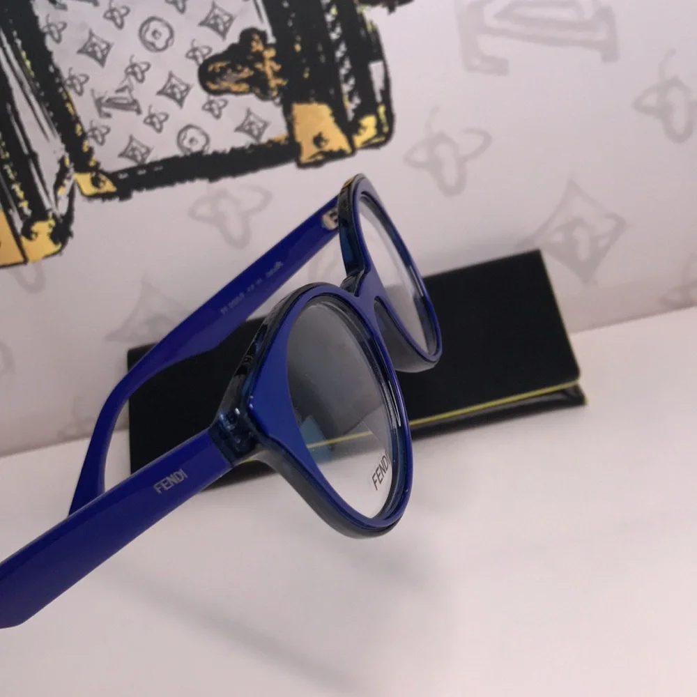 New Authentic Fendi FF0198/F PJP Blue Round Eyeglasses